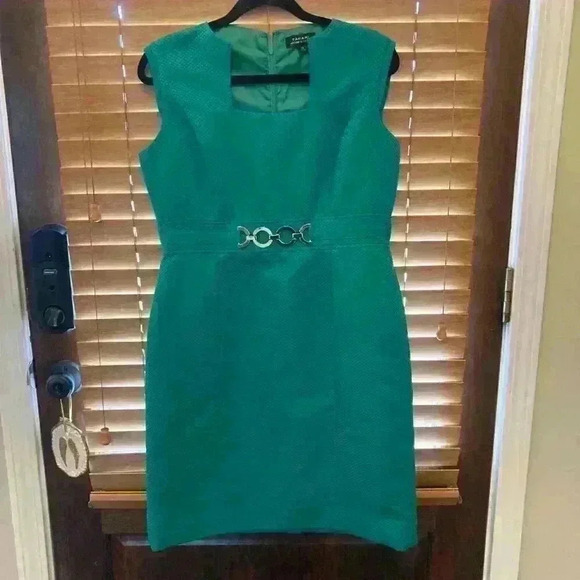 Tahari ASL Levine Jacquard Textured Square Neck Sheath Dress Size 10 Careerwear - Picture 10 of 13